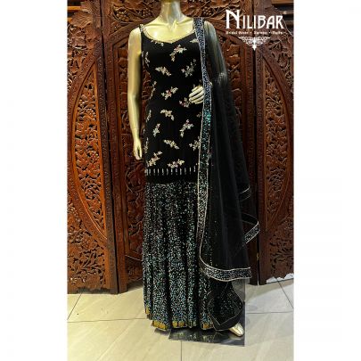 Black Georgette Sharara Suit Set