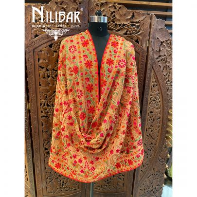 Peach Georgette Dupatta