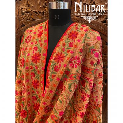 Peach Georgette Dupatta