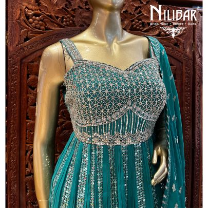 Jade Georgette Dhoti Suit Set
