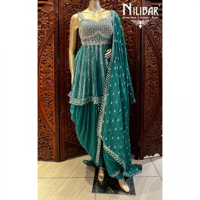 Jade Georgette Dhoti Suit Set