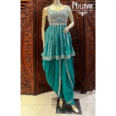 Jade Georgette Dhoti Suit Set