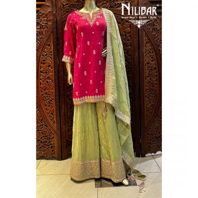 Hot Pink Silk Garara Suit Set