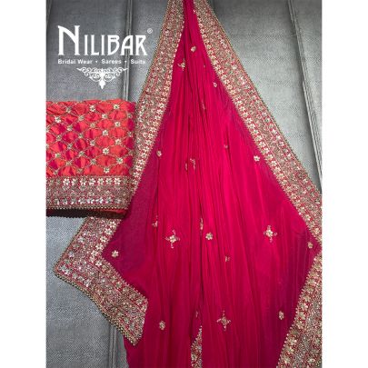 Hot Pink Crepe Unstitched suit