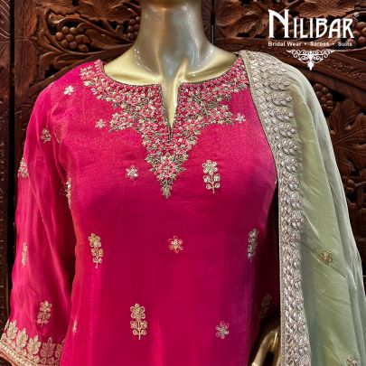 Hot Pink Silk Garara Suit Set