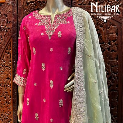 Hot Pink Silk Garara Suit Set
