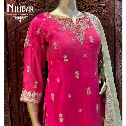 Hot Pink Silk Garara Suit Set