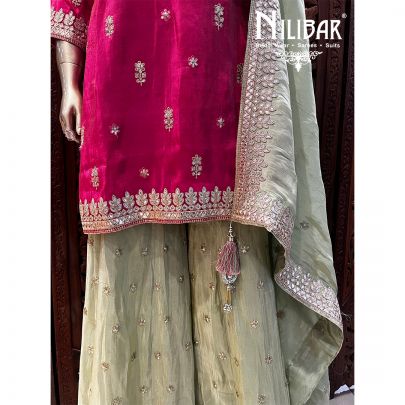 Hot Pink Silk Garara Suit Set
