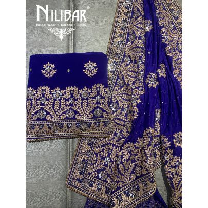 Royal Blue Crepe Unstitched Suit