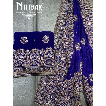 Royal Blue Crepe Unstitched Suit
