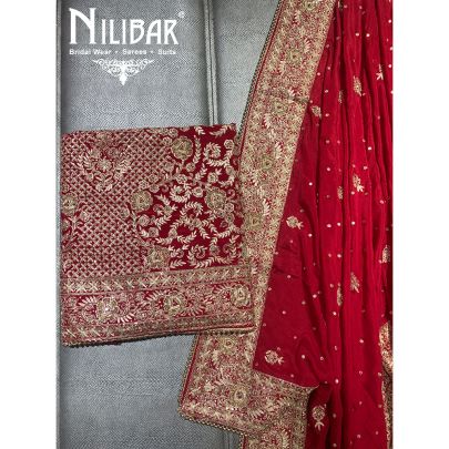 Red Crepe Unstitched Suit 