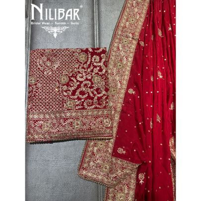 Red Crepe Unstitched Suit 