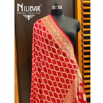 Scarlet Red Chinon Banarasi Dupatta 