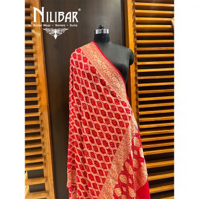 Scarlet Red Chinon Banarasi Dupatta 