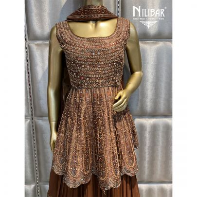 Caramel Brown peplum palazzos Suit Set