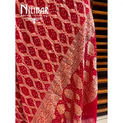 Scarlet Red Chinon Banarasi Dupatta 