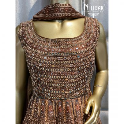 Caramel Brown peplum palazzos Suit Set