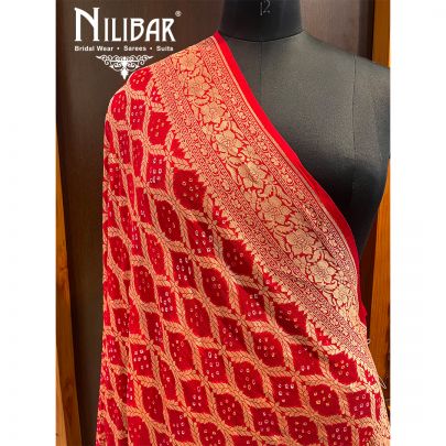 Scarlet Red Chinon Banarasi Dupatta 