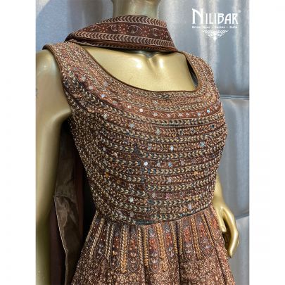 Caramel Brown peplum palazzos Suit Set