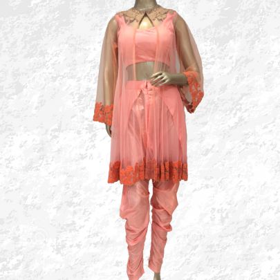 Peach Dress with Orange Flowers
