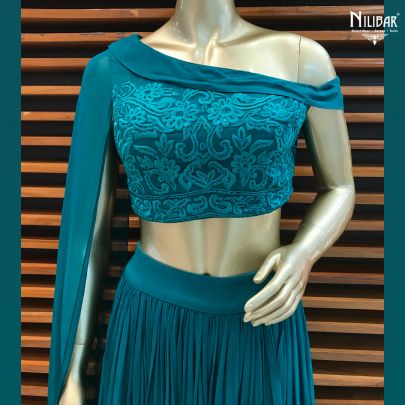 Peacock Green Georgette Dress