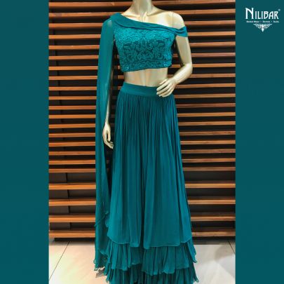 Peacock Green Georgette Dress