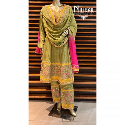 Pastel Green Semi silk Salwar suit
