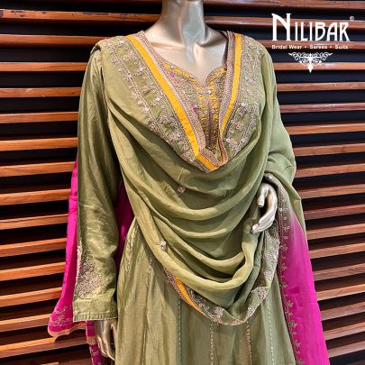 Pastel Green Semi silk Salwar suit