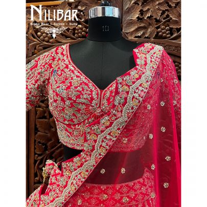Red Silk and Net Lehenga