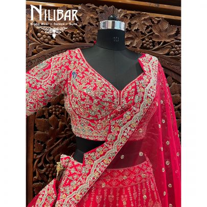 Red Silk and Net Lehenga