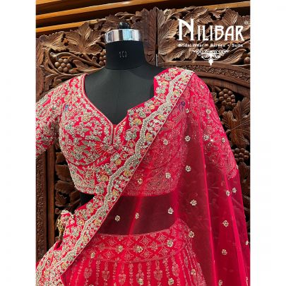 Red Silk and Net Lehenga