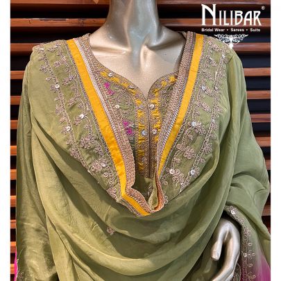 Pastel Green Semi silk Salwar suit