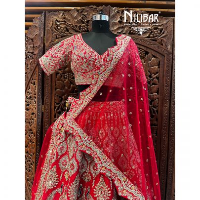 Red Silk and Net Lehenga