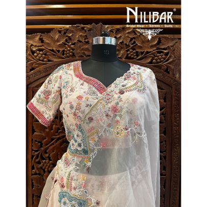 Pastel Pink Silk and Net Lehenga