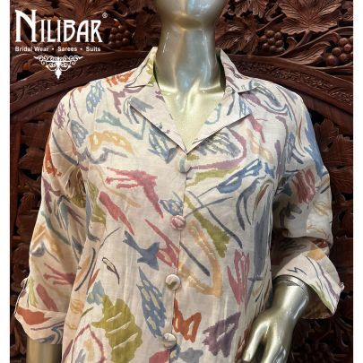 Multicolor and White Muslin Cotton Co-ord Set