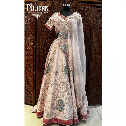 Pastel Pink Silk and Net Lehenga