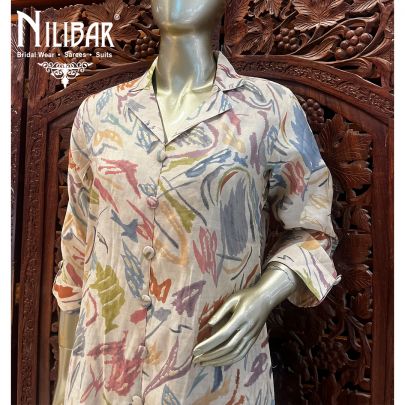 Multicolor and White Muslin Cotton Co-ord Set