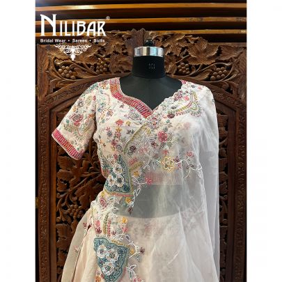 Pastel Pink Silk and Net Lehenga