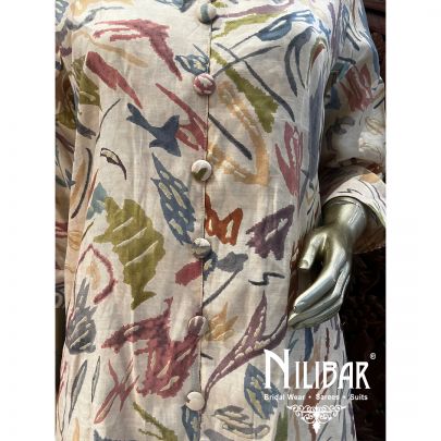 Multicolor and White Muslin Cotton Co-ord Set