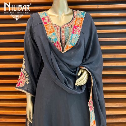 Steel Grey Georgette Salwar Suit