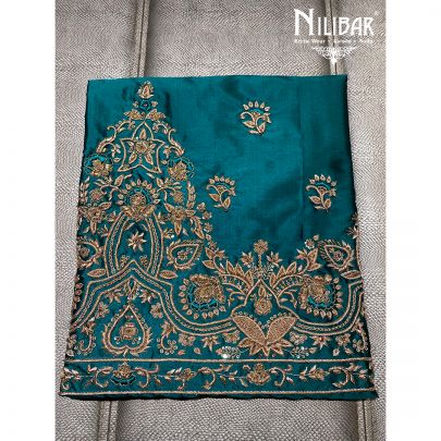 Rama Green Silk and Chinon Unstitched Suit