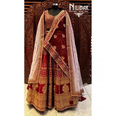 Jam Silk and Net Lehenga