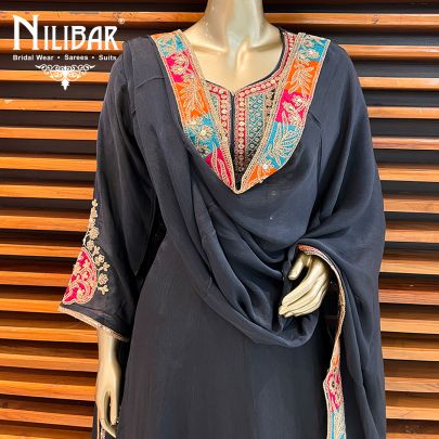 Steel Grey Georgette Salwar Suit
