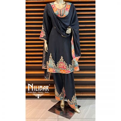 Steel Grey Georgette Salwar Suit
