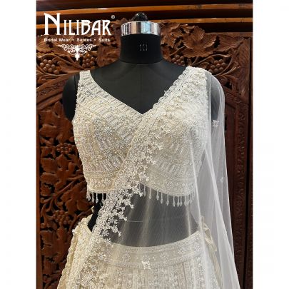 Pearl White Net Lehenga