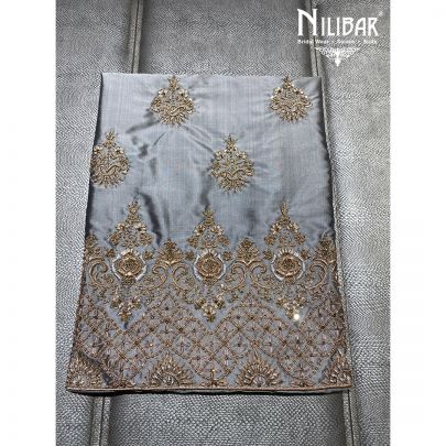 Grey Silk and Chinon Unstitched Suit