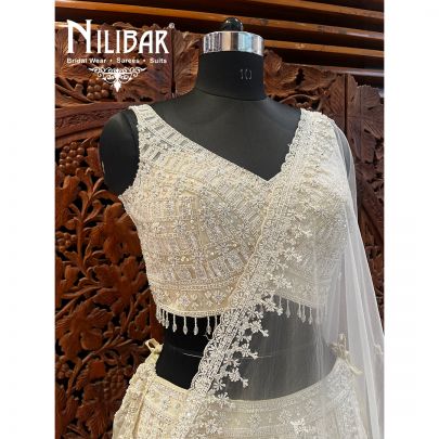 Pearl White Net Lehenga