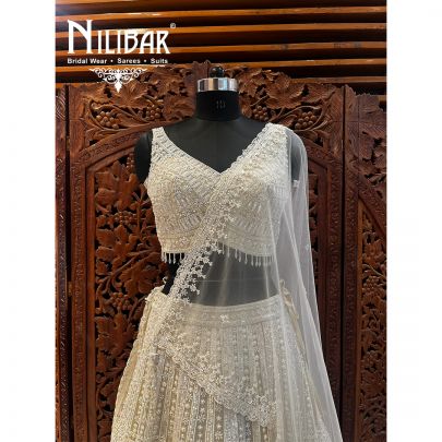 Pearl White Net Lehenga