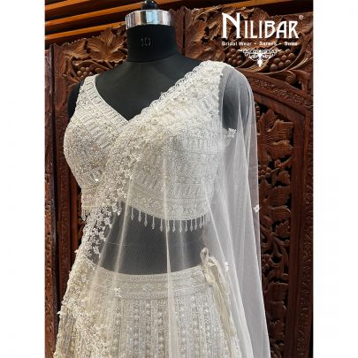 Pearl White Net Lehenga