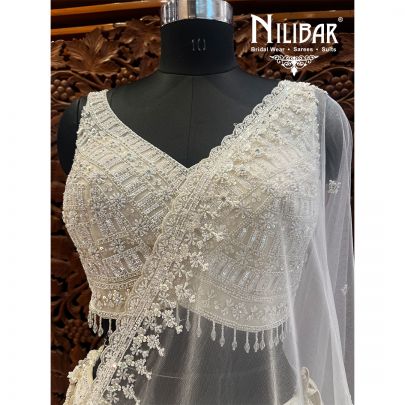 Pearl White Net Lehenga